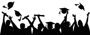 silhouette of graduates throwing hats into the air