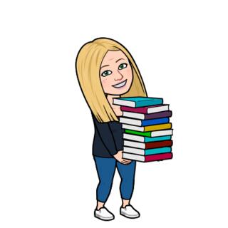 Girl carrying a stack of books