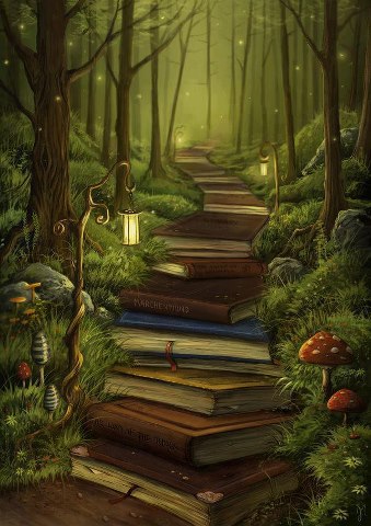 Pathway full of books