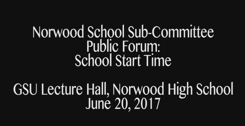 School Start Time June 20 Public Forum